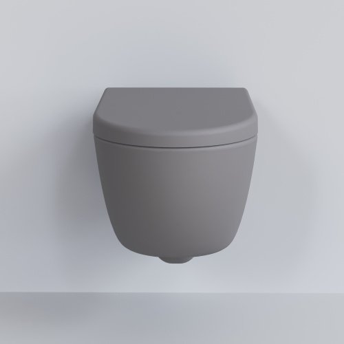 Унитаз подвесной Ambassador Abner 103T20301R-102T20301 серый матовый с сиденьем каскадный смыв - фото 2