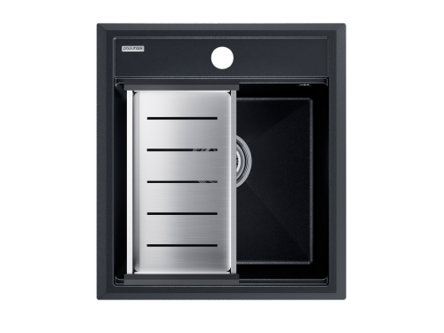 Кухонная мойка + коландер Paulmark PM114651-BLM+A375-BS 46х51 цвет черный металлик
