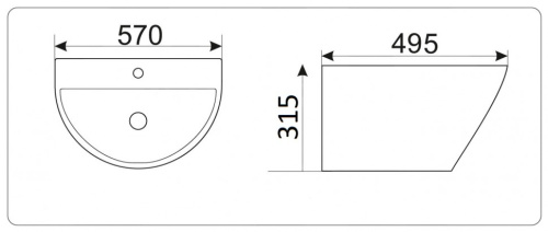 Раковина из санфаянса CeramaLux NB165 57х50 подвесная цвет белый 1 отверстие под смеситель - фото 2
