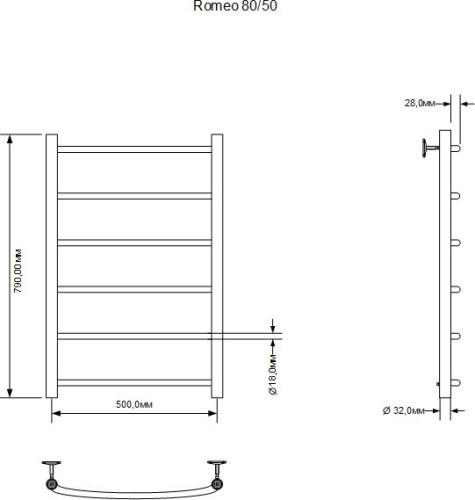 Полотенцесушитель Aquanet Romeo 00281987 56х80 электрический хром - фото 2