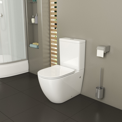 Унитаз напольный с бачком Grossman Санфаянс GR-4446S белый глянцевый с сиденьем безободковый каскадный смыв - фото 5