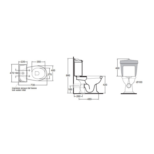 Чаша унитаза напольная Azzurra Jubilaeum JUVCMS000000BI/(JUB100/MBS bi) цвет белый без бачка без сиденья душевой смыв - фото 2
