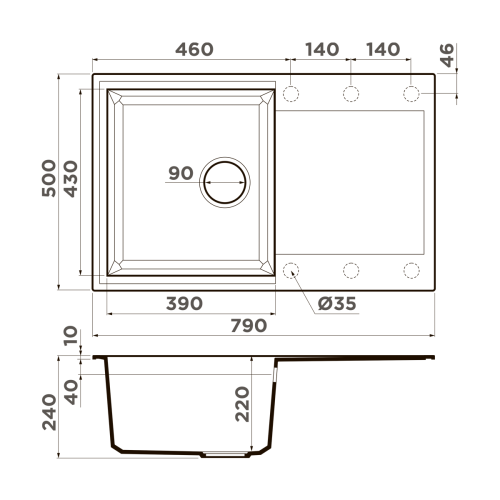 Кухонная мойка Omoikiri Sakaime 79 4993277 79х50 цвет бежевый - фото 2