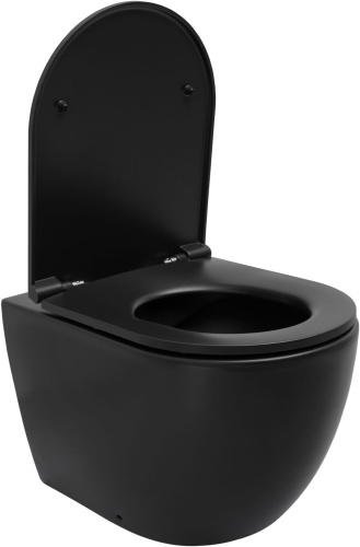 Унитаз приставной Allen Brau Reality 4.32004.31 черный матовый с сиденьем микролифт безободковый каскадный смыв - фото 2