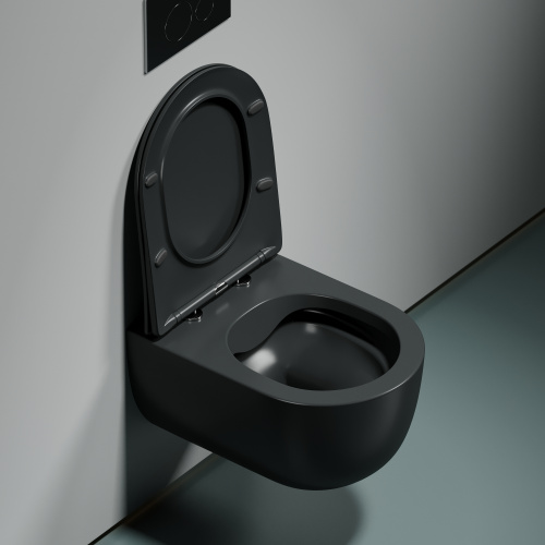 Унитаз подвесной Ceramica Nova MODENA CN6063MDH темно-серый матовый с сиденьем микролифт безободковый душевой смыв - фото 2