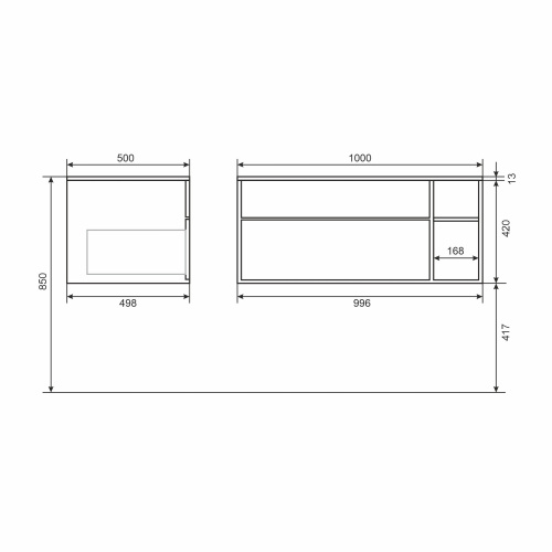 Тумба с раковиной Uperwood Lotus Premium 39340207465 100х50х44 цвет серый матовый - фото 2