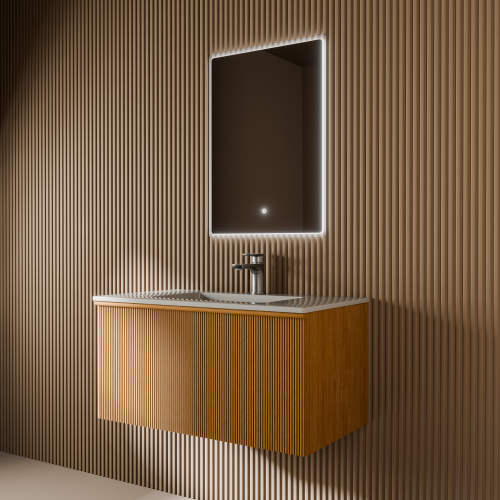 Тумба с раковиной+зеркало Art Decco Andy (Энди) AAN08W11S2MF 80x45x40 подвесная цвет белый дуб - фото 3