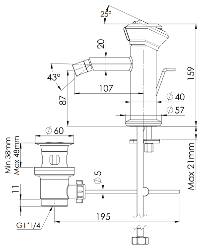 Смеситель Remer Element ET20NO на биде черный - фото 2