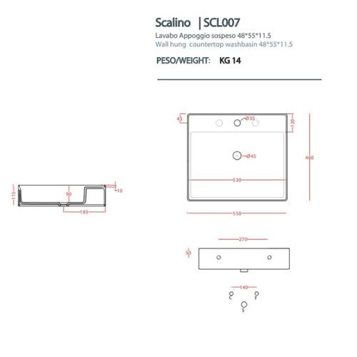 Раковина керамическая Artceram Scalino SCL007 05 00 60х50 накладная цвет белый 1 отверстие под смеситель - фото 2