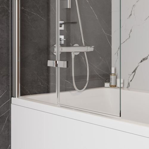 Шторка на ванну Teymi Anni T00276 80х140 стекло прозрачное профиль хром ориентация универсальная - фото 5