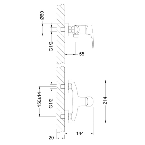Смеситель для душа LeMark Linara LM0403C настенный хром - фото 2