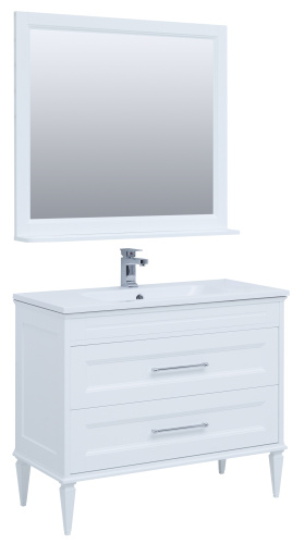 Комплект мебели: тумба с раковиной + зеркало Aquanet Бостон М 00258284 100x46x155 напольный/подвесной цвет белый - фото 2