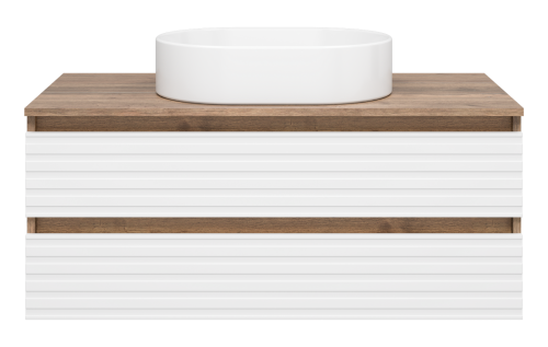Тумба под раковину Brevita Dakota DAK-09100-19/01-2Я 100х48х43 подвесная цвет белый/коричневый - фото 2