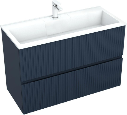 Тумба под раковину Aquanet Джейн 00313304 99х44х64 напольная/подвесная цвет синий - фото 2