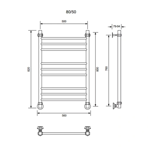 Полотенцесушитель Veconi Voga V8050GR 50х80 водяной графит - фото 3
