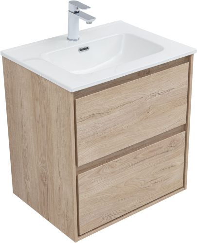 Тумба под раковину Aquanet Милан 00336382 60х45х64 подвесная цвет светлое дерево - фото 4