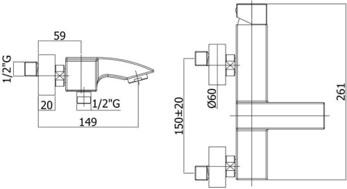 Смеситель для ванны с душем Paffoni Level LEC022CR настенный хром - фото 3