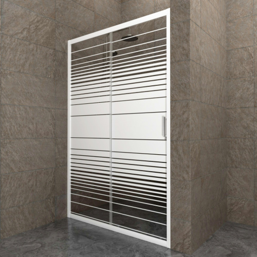 Душевая дверь Тритон Слайд Щ0000064613 120х185 стекло прозрачное с рисунком профиль белый - фото 4