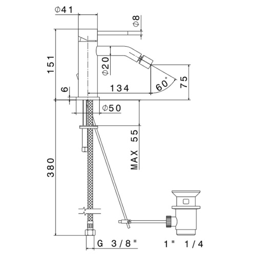 Смеситель Newform X-STEEL 316 69623X.59.064 на биде оружейная сталь - фото 2
