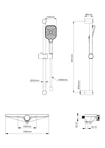 Смеситель для ванны Wonzon & Woghand WW-B2551-A-MW настенный белый с термостатом - фото 2