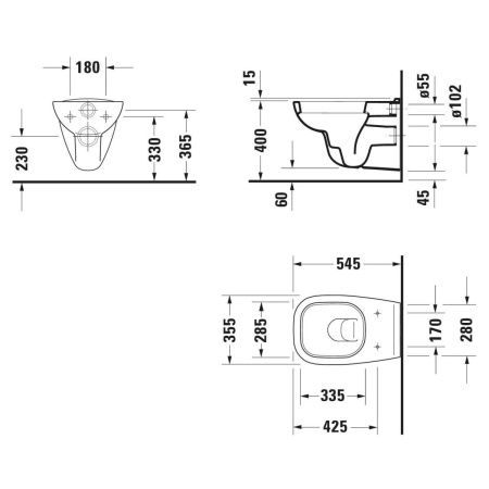 Унитаз подвесной Duravit D-Code 45351900A1 (253509+006731) белый с сиденьем
