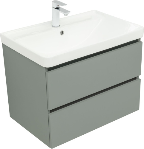 Тумба под раковину Aquanet Вега 2.0 00337960 69х46х50 подвесная цвет зеленый/серый - фото 3