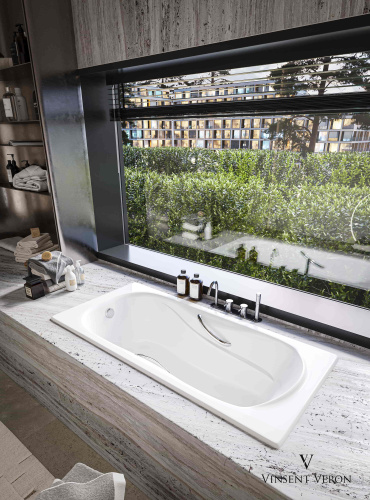 Ванна чугунная Vinsent Veron Haiti VHT1708042H/VH008CH-AS 170х80 пристенная прямоугольная с ножками с ручками - фото 2