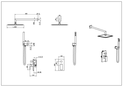 Душевая система Boheme Qubic 474-3-SGM встраиваемая цвет графит глянцевый - фото 2