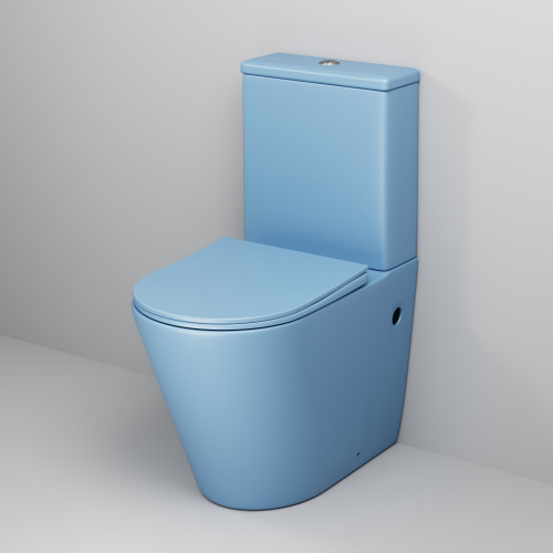 Унитаз напольный с бачком Grossman Color GR-4480BSMS голубой матовый с сиденьем безободковый каскадный смыв - фото 2