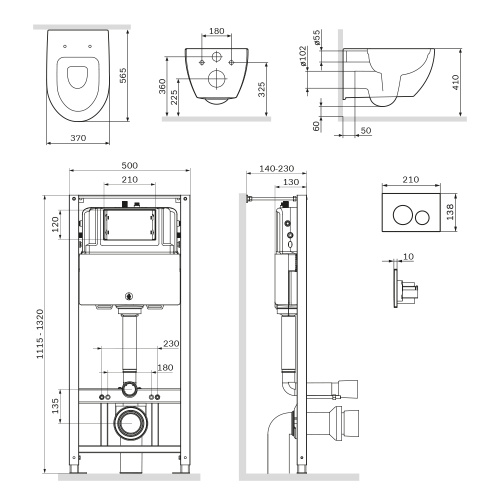 Комплект унитаз с инсталляцией с клавишей смыва Am.Pm Awe IS49038.111700 - фото 5