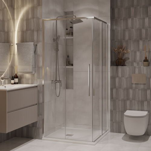 Душевой уголок Niagara Nova NG-6622-34 80х80 стекло прозрачное профиль хром глянцевый без поддона - фото 3