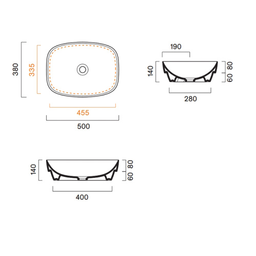Раковина керамическая Catalano Alvea 50 см 624500001 полувстраиваемая цвет белый без отверстий под смеситель - фото 2