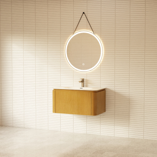 Тумба с раковиной+зеркало Art Decco Coco (Коко) ACC08W14S1M0 80x45x40 подвесная цвет белый дуб - фото 2