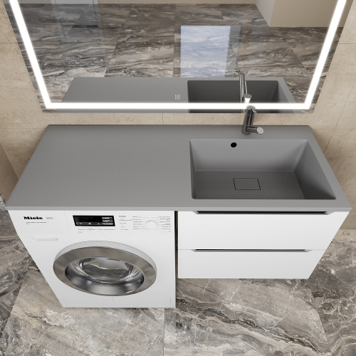 Раковина кварцевая Uperwood Cosmos Quartz RCosmos120RS 120х48 над стиральной машиной цвет серый - фото 3