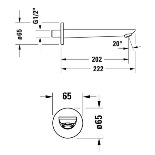 Излив для ванны Duravit Wave WA5240010010 настенный хром - фото 2