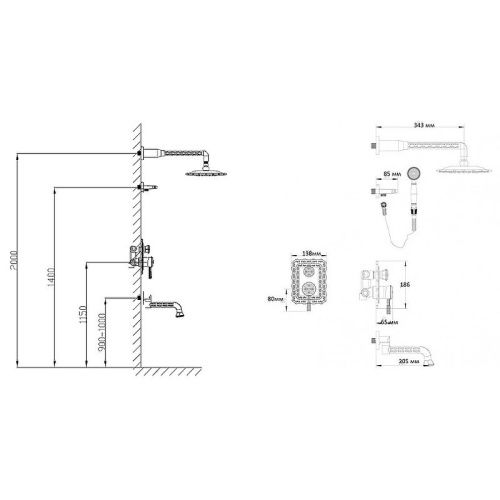 Душевая система Bronze de Luxe 10137R встраиваемая в стену цвет бронза - фото 3