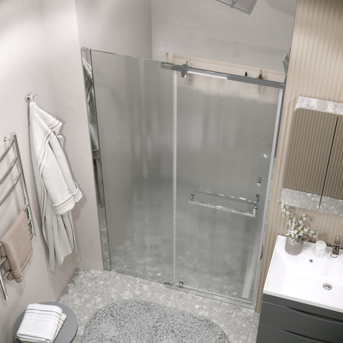 Душевая дверь Grossman Pragma 100.K33.03.120.10.02 120х195 стекло текстурное профиль хром глянцевый - фото 5