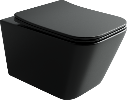 Унитаз подвесной Ceramica Nova METRIC CN3007MB черный матовый с сиденьем микролифт безободковый душевой смыв - фото 2