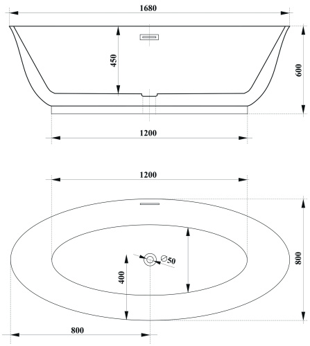 Ванна акриловая Cerutti SPA CT10517 170х80 отдельностоящая овальная с ножками - фото 4