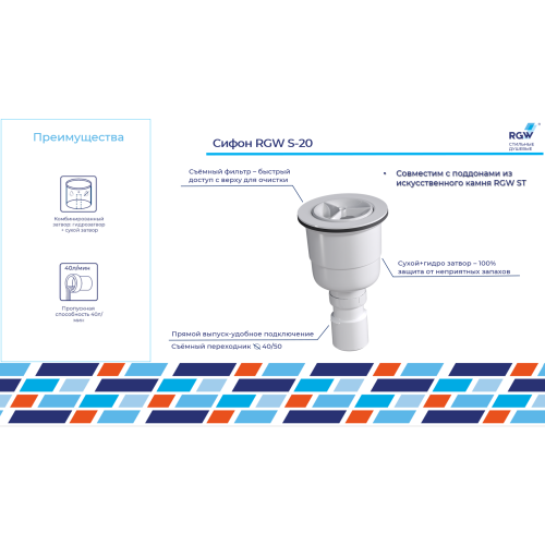 Сифон для душевого поддона RGW 44242000-01 - фото 3