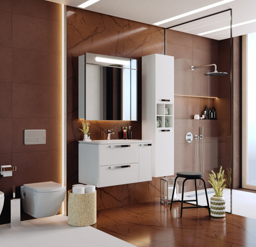 Шкаф-пенал Roca Lago 7857297806 35х28х166 подвесной цвет белый глянцевый - фото 5