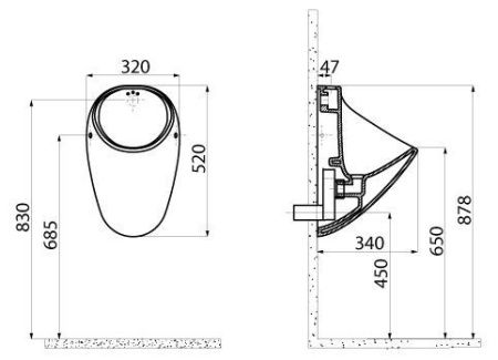 Писсуар подвесной Creavit TP635-00CB00E-0000 белый