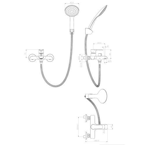 Смеситель для ванны Rossinka W W35-31 настенный белый/хром - фото 2