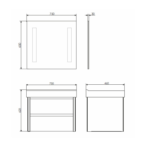 Тумба с раковиной Comforty Дублин 00004137103CF 75х46х62 подвесная цвет белый - фото 2