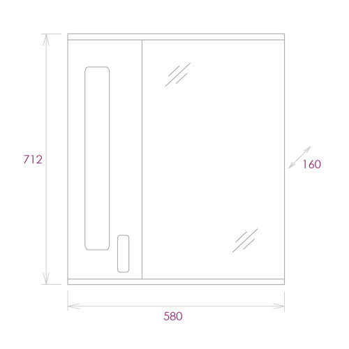 Зеркало-шкаф Onika Кристалл 205817 58х16х71 подвесной цвет белый - фото 3