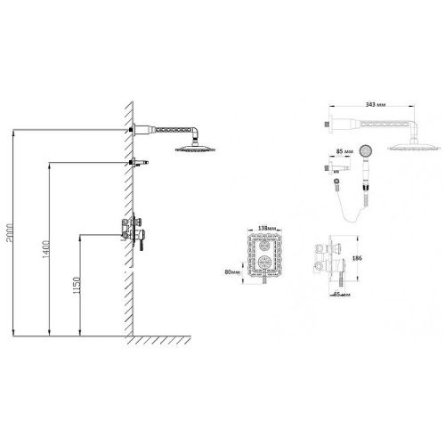 Душевая система Bronze de Luxe 10138DF встраиваемая в стену цвет бронза - фото 3