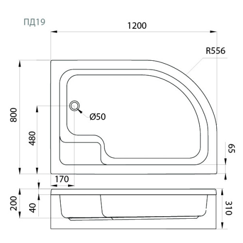 Душевой поддон Тритон Щ0000038232 120х80 акрил белый с каркасом - фото 2