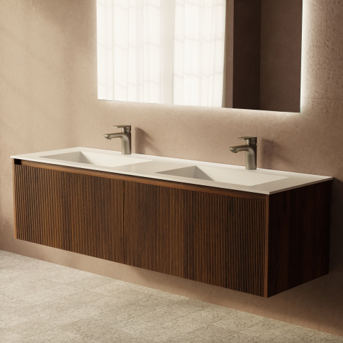 Тумба с раковиной+зеркало Art Decco Camilla (Камилла) ACM15W22D1M0 150x45x40 подвесная цвет черный орех - фото 5