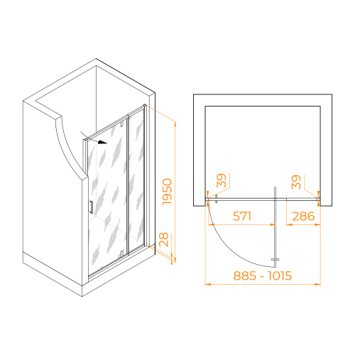 Душевая дверь RGW Passage 350800890-14 90х195 стекло прозрачное профиль черный - фото 5
