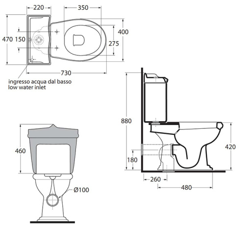 Чаша унитаза напольная Azzurra Jubilaeum JUVCMP000000BI/(JUB100/MBP bi) цвет белый без бачка без сиденья душевой смыв - фото 2